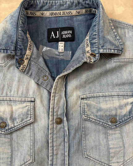 Armani Jeans Faded Light Wash Denim Shirt- XS