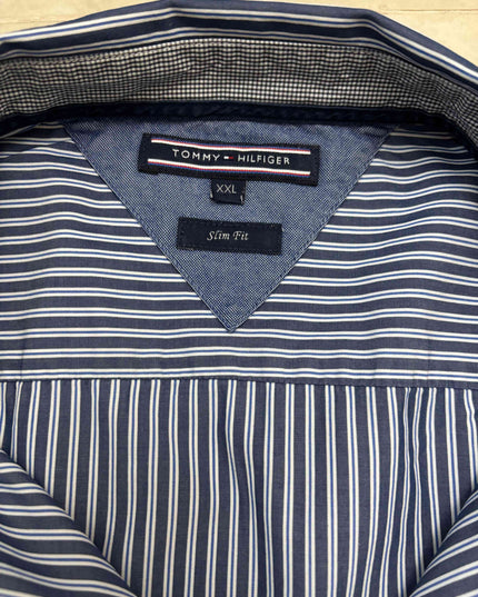 Tommy Hilfiger Slim Fit Navy Pinstripe Shirt - XL