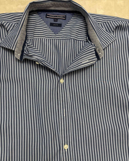 Tommy Hilfiger Slim Fit Navy Pinstripe Shirt - XL