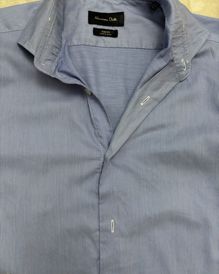 Massimo Dutti Slim Fit Micro checked Blue Shirt - S