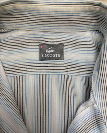 Lacoste Multicolor Pinstripe Light Gray Button-Up Shirt - XL