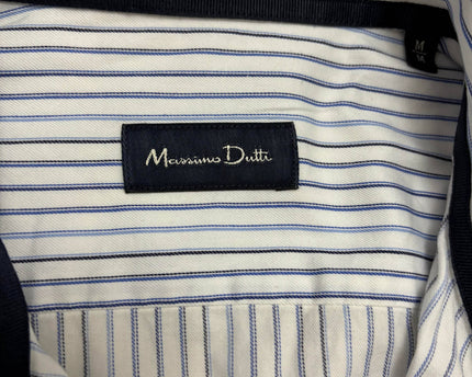 Massimo Dutti Fine Stripe White & Blue Formal Button-Up Shirt - M