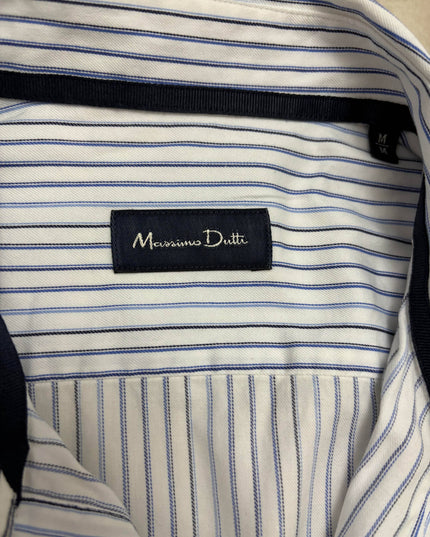 Massimo Dutti Fine Stripe White & Blue Formal Button-Up Shirt - M