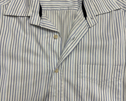 Massimo Dutti Fine Stripe White & Blue Formal Button-Up Shirt - M