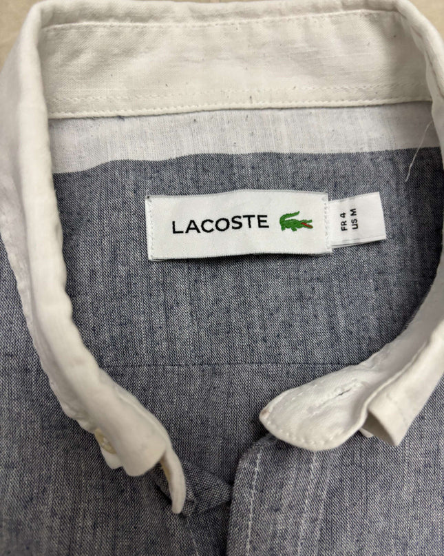 Lacoste Colorblock Gradient Stripe Cotton Indigo & White Shirt - M