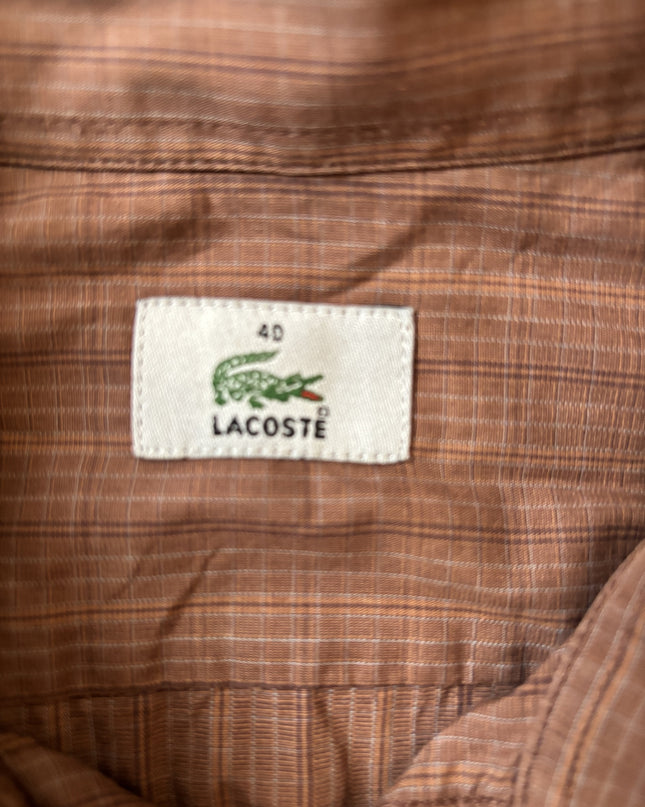 Lacoste Plaid Button-Up Long Sleeve Brown Shirt - M