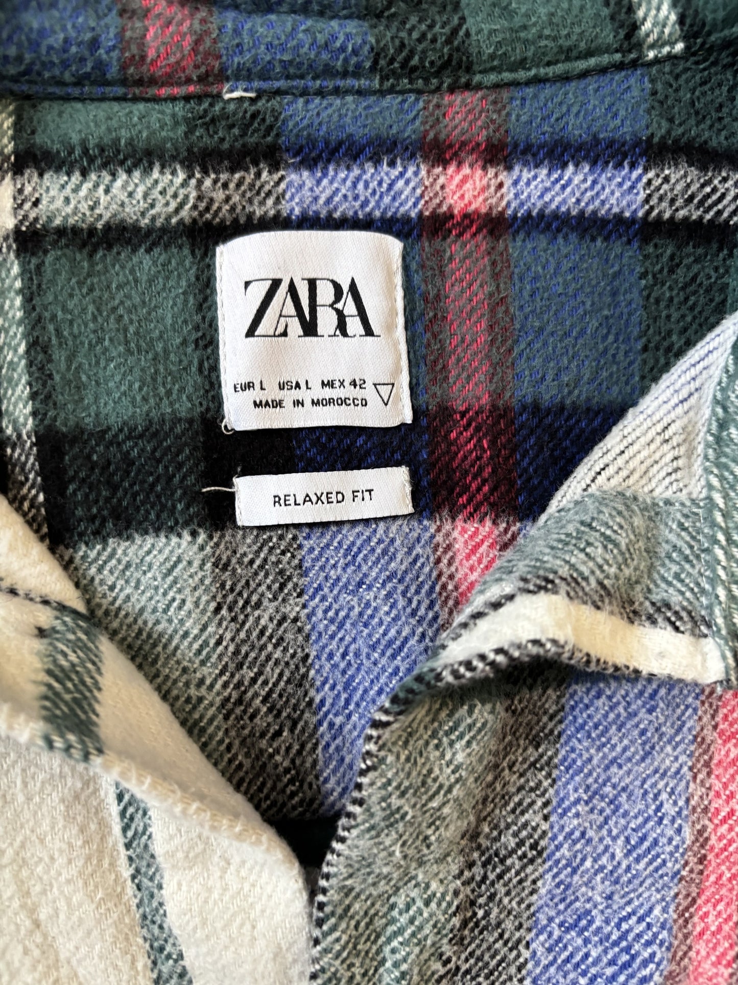 ZARA Relaxed Fit Fleece Roll Tab Sleeve Multicolor Shacket Shirt - M