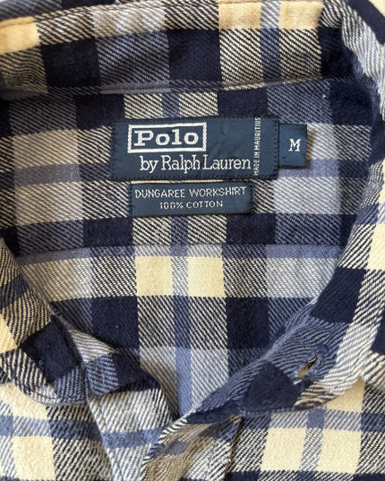 Ralph Lauren Dungaree Blue & Cream Checks Polo shirt - S