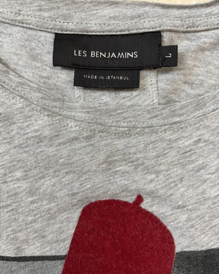 Les Benjamins Grey Sultan Graphic with Red Fez T-Shirt - S