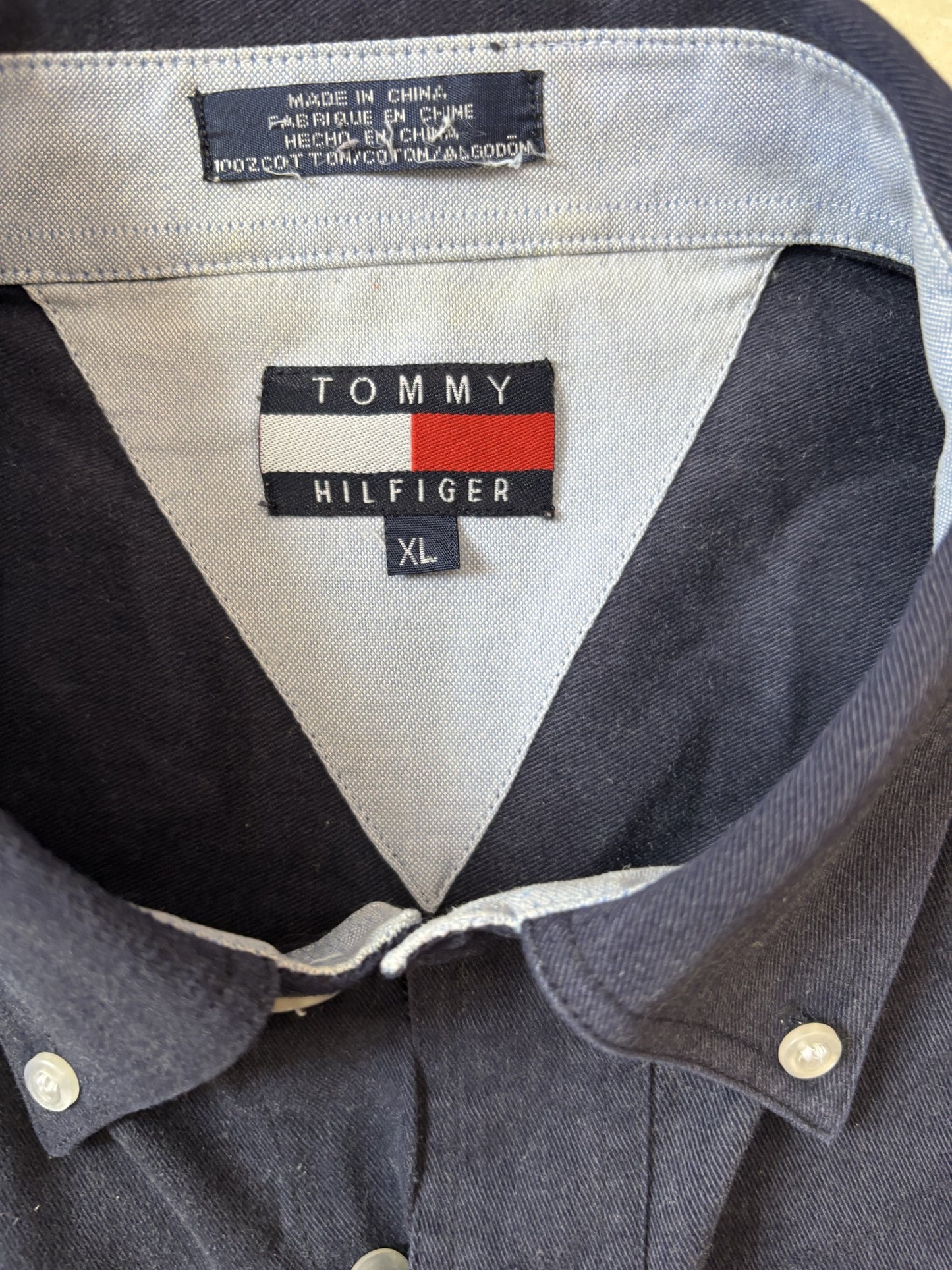 Tommy Hilfiger Classic Fit Button-Down Navy Blue Shirt - XXL