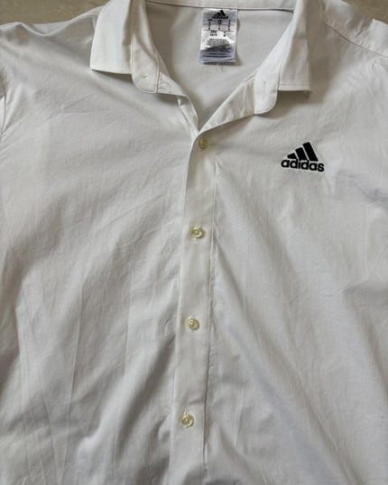 Adidas Classic White Performance Button-Up Shirt - XS