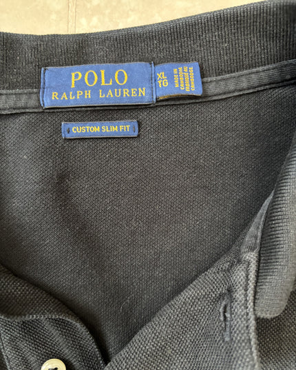 Ralph Lauren Polo Custom Slim Fit Black Heritage Pique Shirt - L