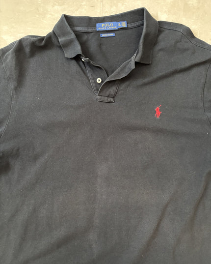 Ralph Lauren Polo Custom Slim Fit Black Heritage Pique Shirt - L