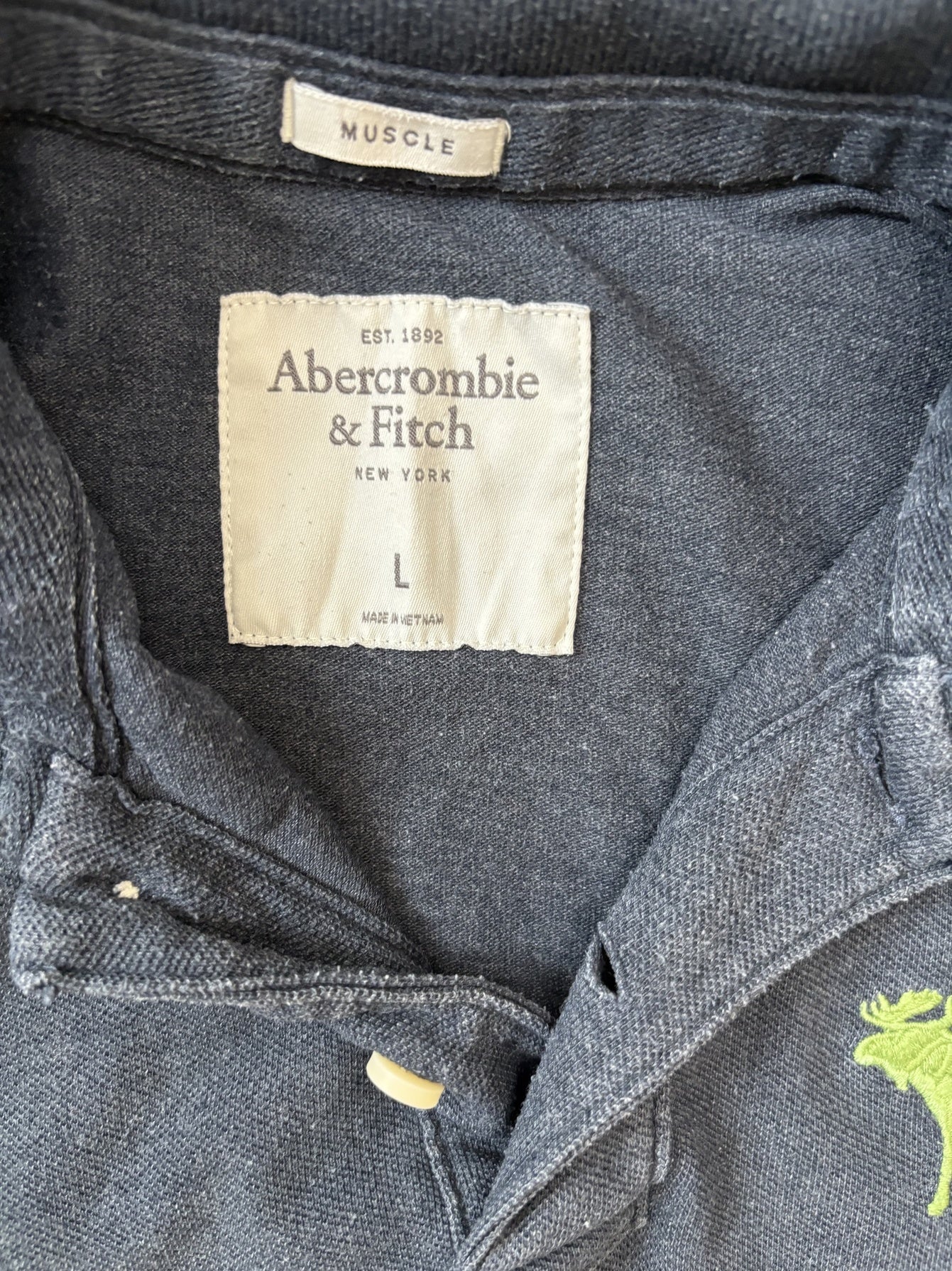 Abercrombie & Fitch Y2K Navy Blue Muscle Fit Polo Shirt - S