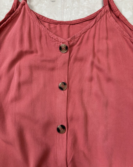 Crane Pink Button Down Sleeveless Cami Top - M