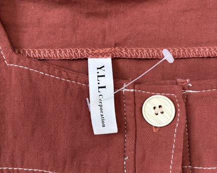 Y.L.L Rust Puff Sleeve Button-Down Casual Top - XS | With Tags