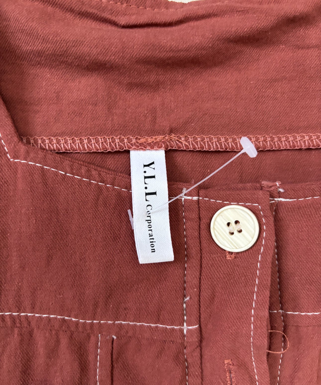 Y.L.L Rust Puff Sleeve Button-Down Casual Top - XS | With Tags