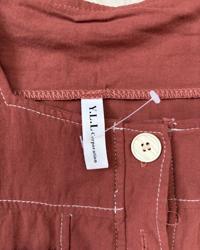 Y.L.L Rust Puff Sleeve Button-Down Casual Top - XS | With Tags