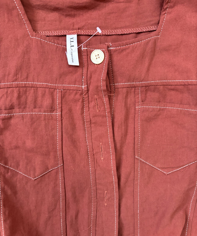 Y.L.L Rust Puff Sleeve Button-Down Casual Top - XS | With Tags