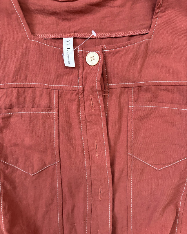 Y.L.L Rust Puff Sleeve Button-Down Casual Top - XS | With Tags