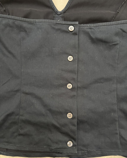 Black Cotton-Viscose Button-Down Halter Top - XS