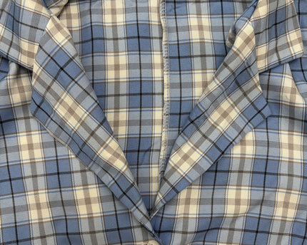 Plaid Blue & White Button-Down Crop Shirt - XS