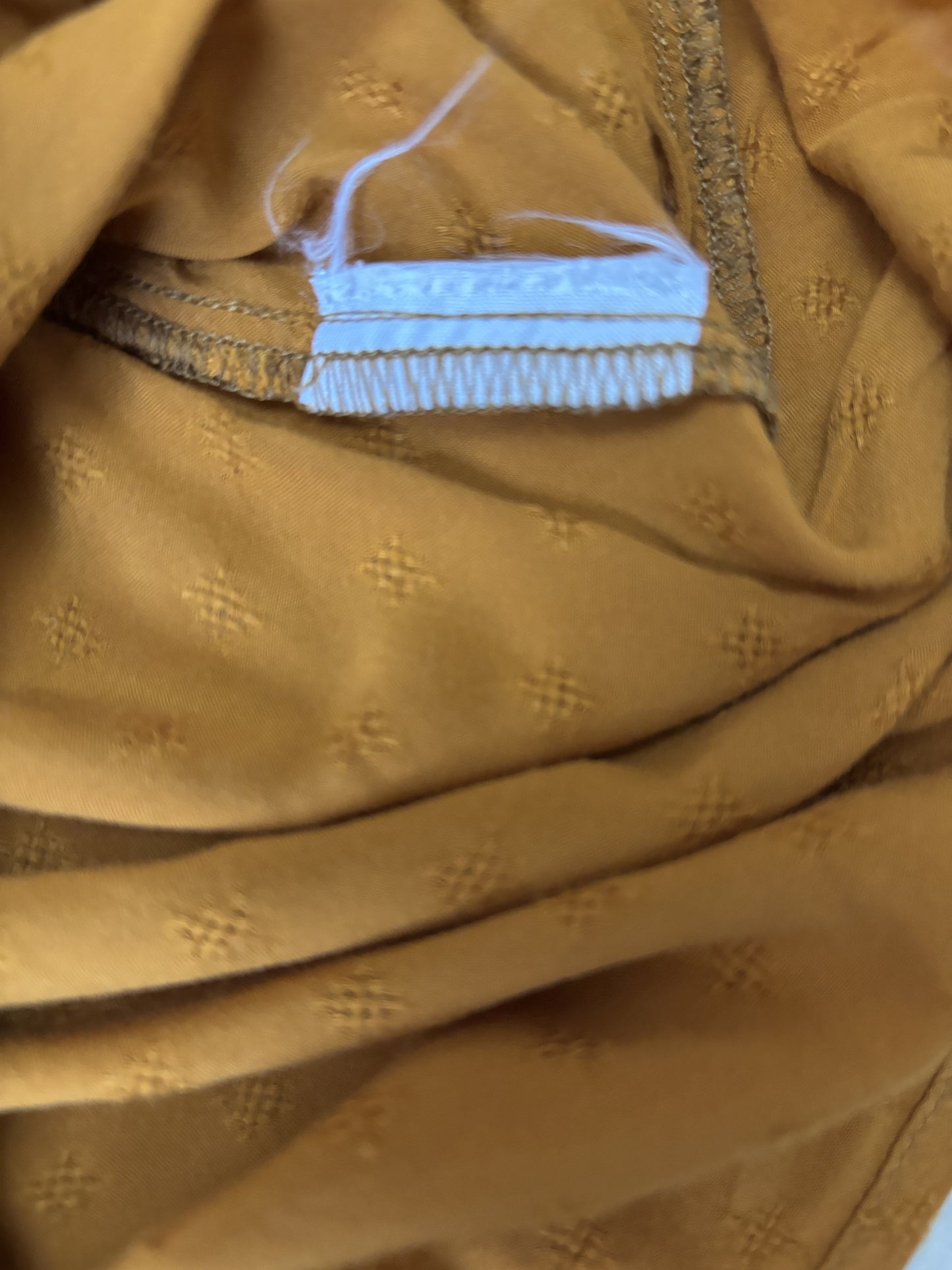 Women Casual Button-Down Tie-Back Mustard Top - S