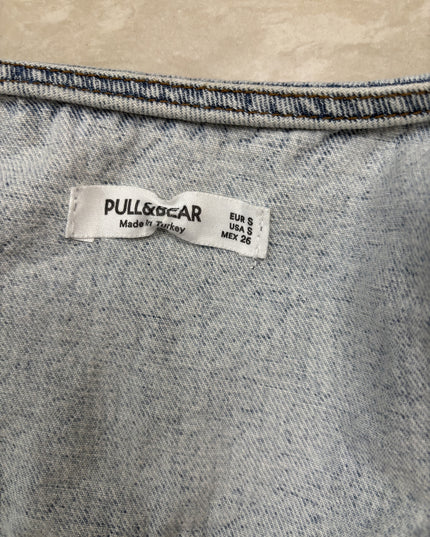 Pull & Bear Blue Denim Cropped Jacket - XS