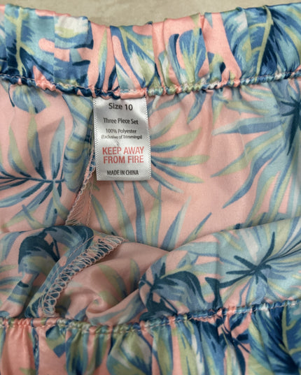 Tropical Palm Leaf Polyster Pink Shorts - XS