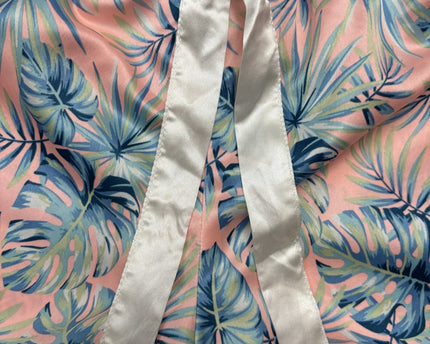 Tropical Palm Leaf Polyster Pink Shorts - XS