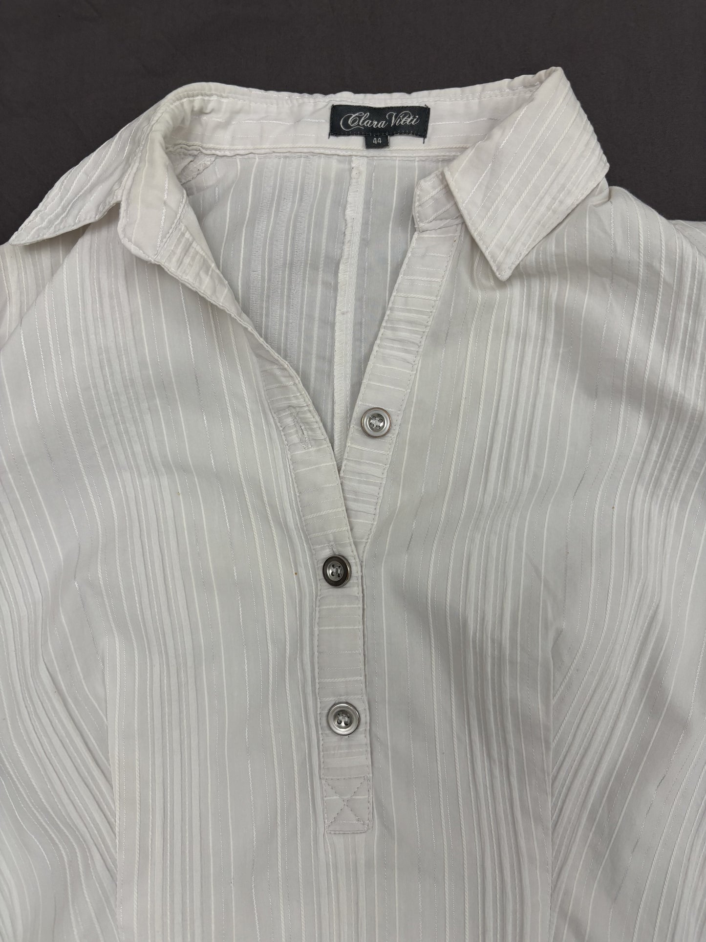 Clara Viti White Striped Belted Casual Tunic Shirt - XS