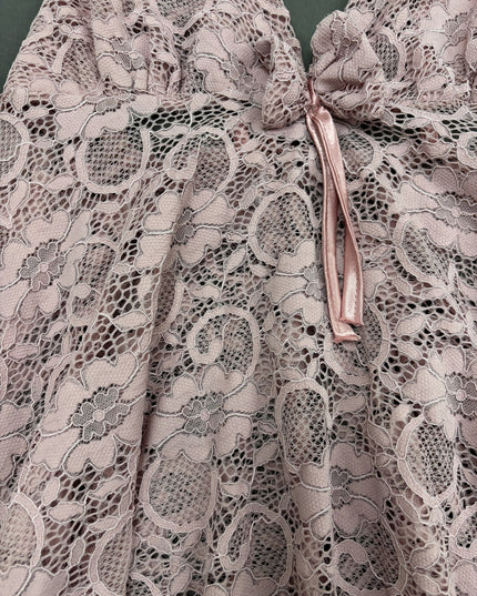 Pink Lace V-Neck Babydoll Dress - XS