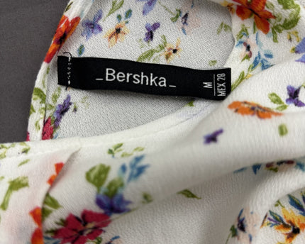 Bershka White Multicolor Floral Sleeveless Chiffon Top - XS