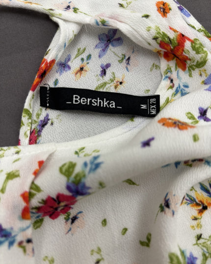 Bershka White Multicolor Floral Sleeveless Chiffon Top - XS