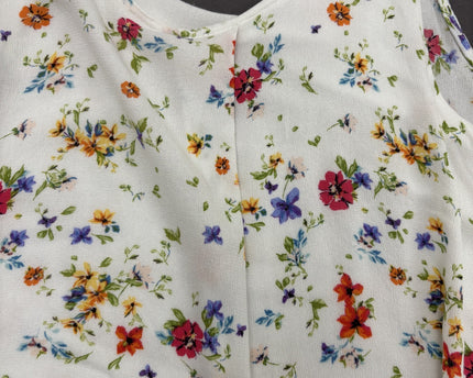 Bershka White Multicolor Floral Sleeveless Chiffon Top - XS