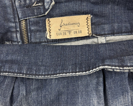 Stradivarius High-Waist Washed Blue Denim Mini Skirt - M | Waist 30"