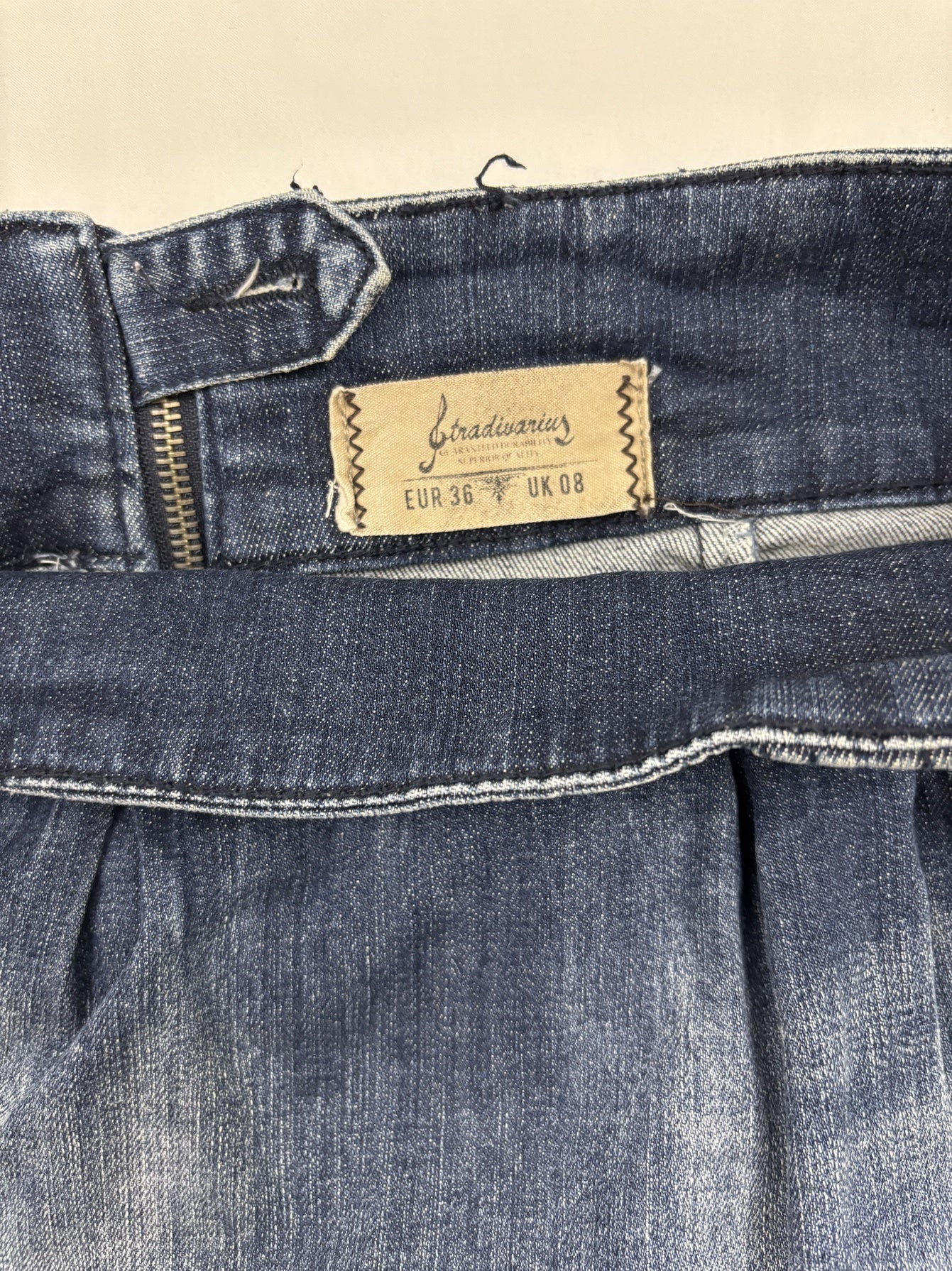 Stradivarius High-Waist Washed Blue Denim Mini Skirt - M | Waist 30"