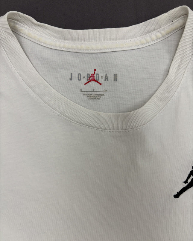 Jordan White Jumpman Embroidered Casual T-Shirt - S