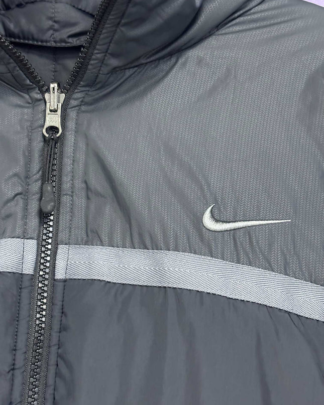 Nike Black Striped Hooded Puffer Jacket