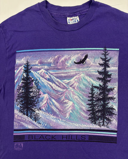 Hanes Beefy-T Black Hills Purple Scenic Graphic T-Shirt - S
