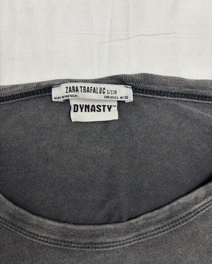 Zara Trafaluc Dynasty Washed Black 80s TV Graphic T-Shirt - L