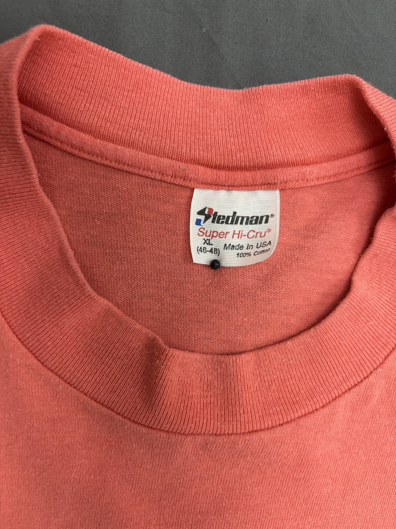 Vintage Made in USA Stedman Punxsutawney Groundhog Day Coral Red T-Shirt - L