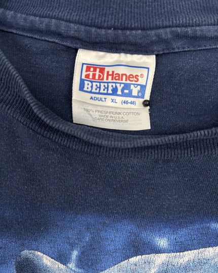 Hanes Beefy-T Wild Dolphins Vintage Made in USA Navy Blue Graphic T-Shirt - XL