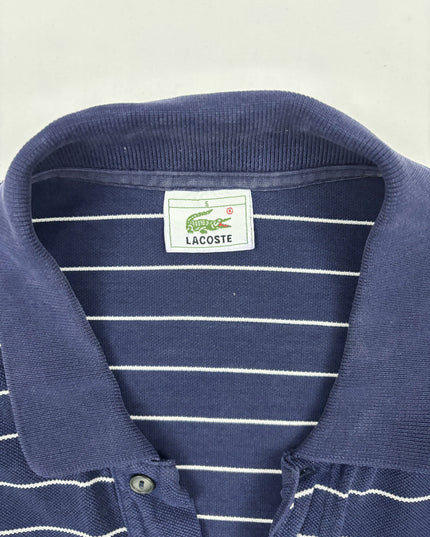 Lacoste Navy Blue & White Striped Classic Fit Polo Shirt - M