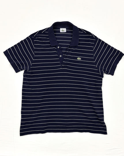 Lacoste Navy Blue & White Striped Classic Fit Polo Shirt - M