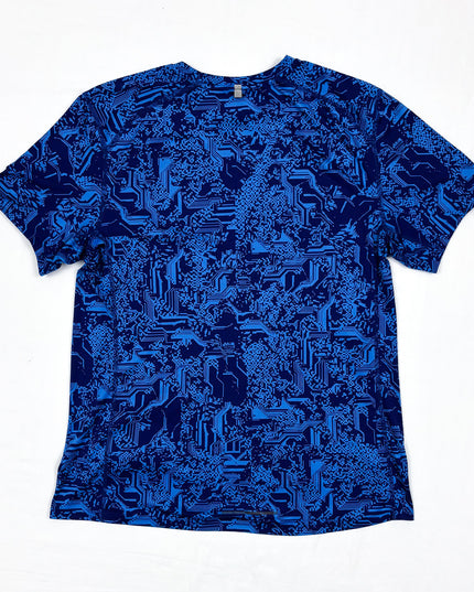 Nike Dri Fit Running Abstract Pattern Pixel Blue T-Shirt - S