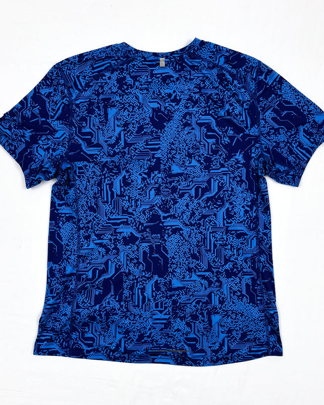 Nike Dri Fit Running Abstract Pattern Pixel Blue T-Shirt - S