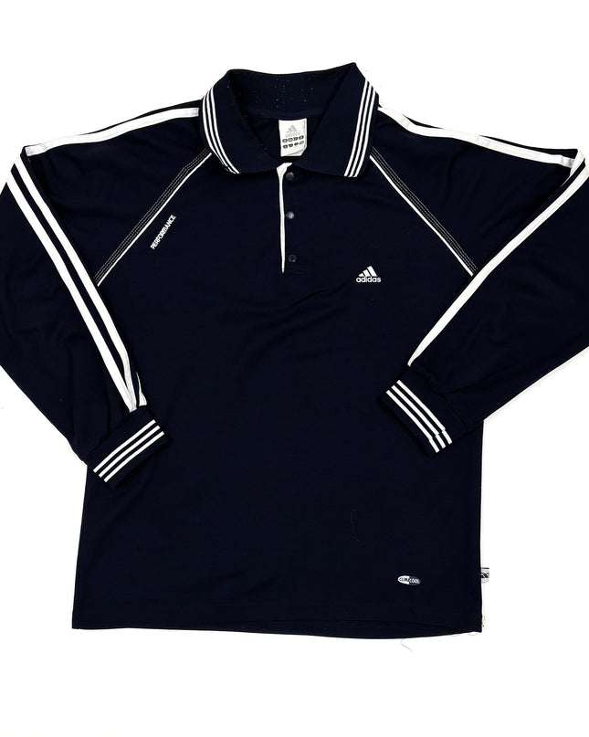 Adidas Performance Climalite Navy Long Sleeve Polo Shirt - S