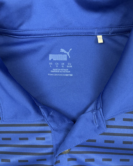 Puma Striped Performance Stretch Wicking Golf Polo T-Shirt - L