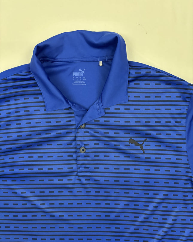 Puma Striped Performance Stretch Wicking Golf Polo T-Shirt - L